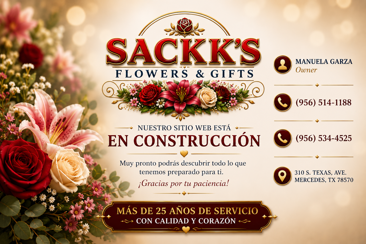 SACKK'S Flowers & Gifts - Sitio en Construcción